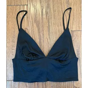 Zara black satin crop bralette top size xs thumbnail 3