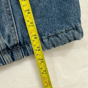 Levi’s Premium Blue Denim Sherpa Snap Button Long Trucker Jean Jacket Unisex S thumbnail 13