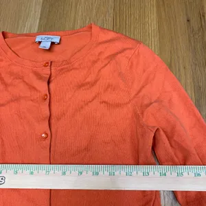 Ann Taylor LOFT Orange Pima Cotton Blend Button Front Crew Cardigan Sweater XS‎ thumbnail 2