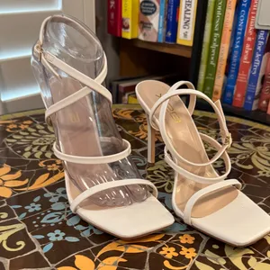 X2B White Strappy Stiletto Sandals Sz: 8 thumbnail 1