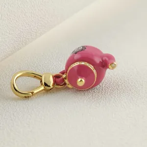 RARE LIMITED EDITION Juicy Couture Pink/Gold Tea Kettle- Bag or Necklace Charm thumbnail 4