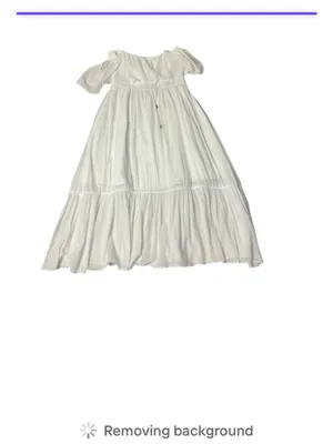 MAJORELLE White Selvaggia Midi Dress Tiered Ruffle Off The Shoulder Size Medium thumbnail 6