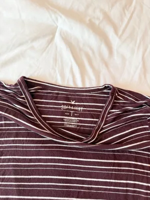 American Eagle Soft & Sexy Dark Red Striped Long Sleeve Tee Size XS thumbnail 3