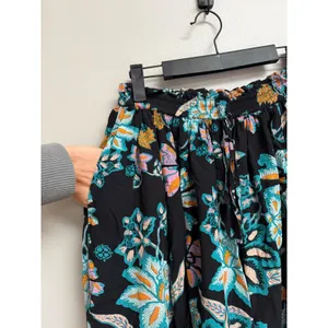 Free People Take It Easy Lounge Pants Floral Black Boho Palazzo Wide Leg Pockets thumbnail 4