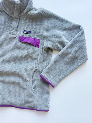 Patagonia Re-Tool Snap-T Pullover Fleece Gray and Purple Size Large thumbnail 5