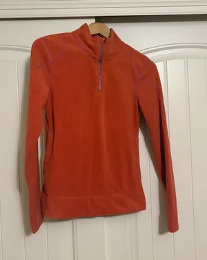 Title Nine Quarter Zip Fleece Sweatshirt XSM Xtra Small Orange Long Sleeve Fall thumbnail 1