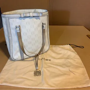 Loewe Taupe Anagram Pvc & Synthetic Leather Trim Tote Bag thumbnail 6