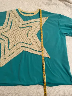 Boutique J. Her Oversized Teal Star Patchwork Short Sleeve Tee Size Small thumbnail 7