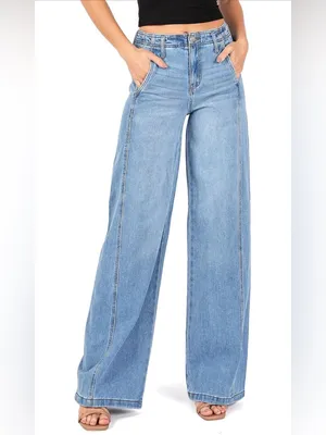 RE generation by celebrity pink high rise wide leg jeans thumbnail 6