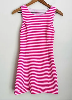 Whiting Hotty Pink Ottoman Stripe Cut Out Jersey Shift Dress XS thumbnail 2