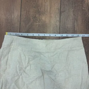 Lioness The Lola Mini Skirt Womens Small Oatmeal Linen Blend Side Slit Retro NWT thumbnail 7