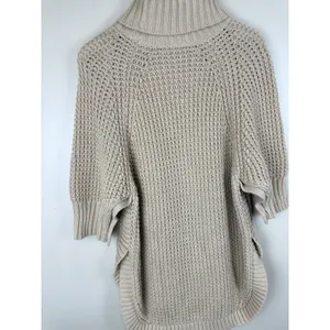 J.Crew Women’s Size XS Cozy Knit Turtleneck Poncho Sweater 100% Cotton Camel thumbnail 7