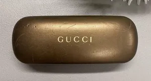 Gucci Vintage Sunglasses Hard Clam Shell Case Bronze Copper 6.5" Glasses thumbnail 2