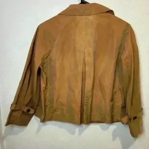 Per Se Brown Gold Cropped Y2K Trench Jacket Sheen‎ Snap Button Size 6 thumbnail 2