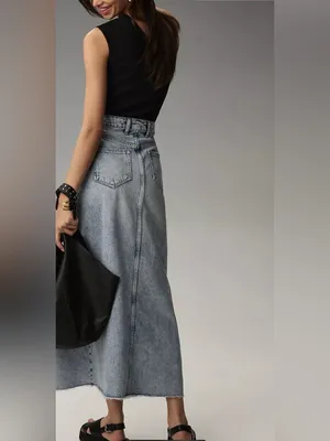 Anthropologie Pilcro Madi Front-Slit Denim Maxi Skirt Size 12 Boho-Western thumbnail 7