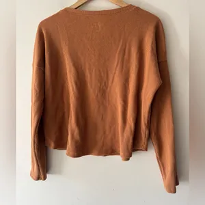 Hollister Brown Terracotta Waffle Knit Henley Long Sleeve Top‎ thumbnail 3
