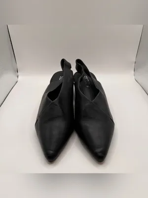 Silent D Anthropologie black leather slingback pointed toe block heel 39 US8.5 thumbnail 4