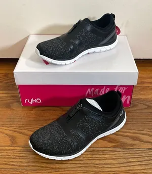 Ryka Primo‎ Knit Zip-Front Sneakers Black White Womens 5 M RYK869TZX-NEW-5-M thumbnail 1