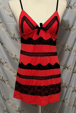 Victoria's Secret Red and Black Lace Chemise thumbnail 1