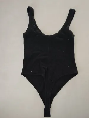 All Saints Black Ribbed Tank Bodysuit Size S thumbnail 2