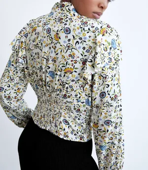 ZARA Printed Blouse with Bow thumbnail 3