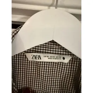 Zara plaid puff sleeve long sleeve button down xs thumbnail 4