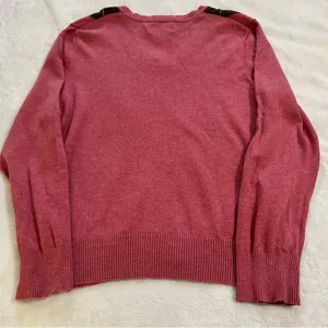 Sonoma Pink and Brown Argyle Cardigan Sweater thumbnail 2
