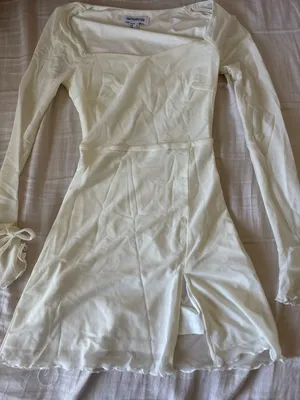 thatssofetch White Mini Dress with Sheer Long Sleeves thumbnail 2