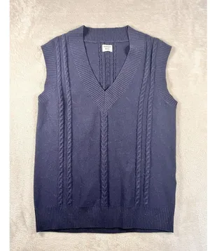 Sunday Best Aritzia Winston Sweater Vest Womens S Navy Cable Knit Wool Preppy thumbnail 1