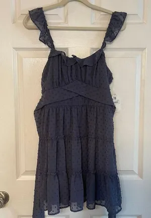 NWT Altar’d State navy blue dot babydoll dress size Large thumbnail 1