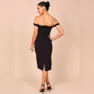 Petal and Pup Florez Off Shoulder Midi Length Dress Black Size 2 thumbnail 3