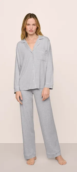 Eberjey Long Pajama In Heather Grey thumbnail 1