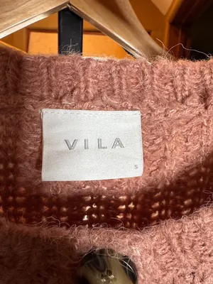 VILA Rose Pink Chunky Knit Cardigan Sz Small Button Front Cozy Textured Sweater thumbnail 3