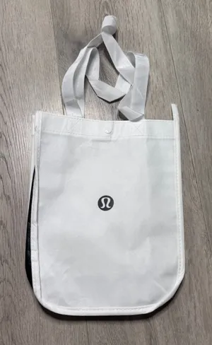 Lululemon Athletica Small Reusable Shopping Tote Bag White Black‎ Eco-Friendly thumbnail 1