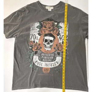 Urban Outfitters Project Social‎ T Gray Skull OS Oversized Floral Paris Grunge thumbnail 4