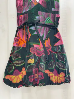 DESIGUAL floral printed funky bubble hem artsy dress embellished with sequins thumbnail 2