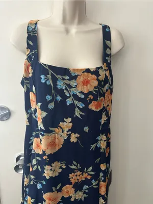 Lulu's Navy Floral Square-Neck Maxi Dress with Thigh Slit thumbnail 10