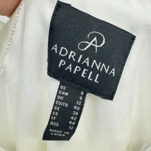 Adrianna Papell One Shoulder 3D Floral Applique Mini Dress White Bridal Wedding thumbnail 10