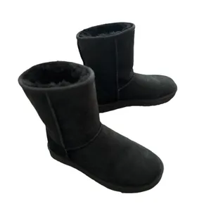 UGG Classic Short II Black Suede Shearling Winter Boots Size 7 thumbnail 7