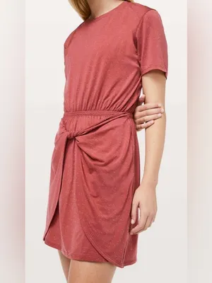 Lululemon Unwind Your Mind Dress Brick Rose White speckles Size 8? thumbnail 2