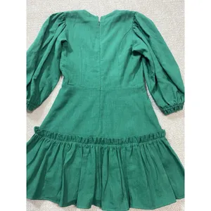 Karlie Emerald V-Neck Ruffle Mini Dress Size S 90% Ramie 10% Cotton 100% Rayón thumbnail 15