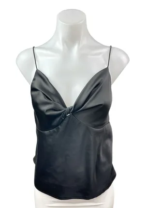 Princess Polly Black Silk Satin Sleeveless Twist Front Cami Camisole Tank Top 10 thumbnail 1
