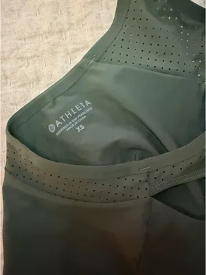 Athleta Olive green quarter zip active tank thumbnail 6