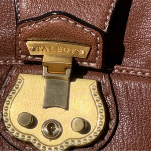 Talbots Rich Brown Leather Satchel with Gold Hardware thumbnail 2