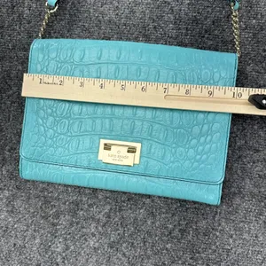 Kate Spade New York Turquoise Croc Embossed Leather Crossbody Clutch Purse thumbnail 5