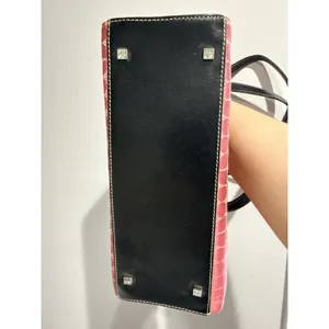 Kate Spade‎ Vintage Pink Logo Print Handbag Purse Black Trim 1 thumbnail 7