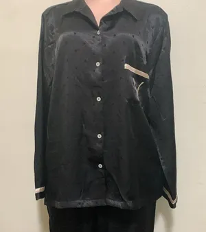 Victoria's Secret black silky polka dot black woman pajama set size XL drawstring thumbnail 2