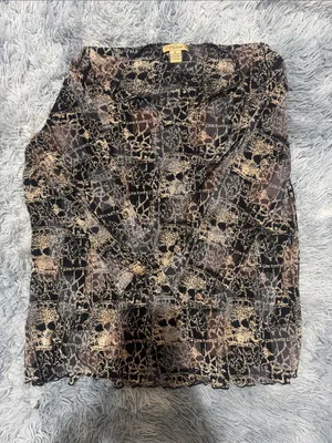 Plisse Black & Beige Printed Sheer Midi Skirt thumbnail 1