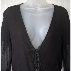 Young Fabulous & Broke Shorts Romper Size Small Black Lace Up Renaissance Gothic thumbnail 3