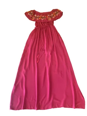 Davi & Dani Embroidered Maxi Dress Pink Size S thumbnail 1